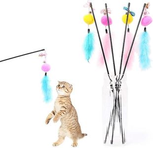 Coloring Feather Fur Ball Stick Toy for Cat Price in Bangladesh. Cat Toy Price In BD. All In One Shop BD